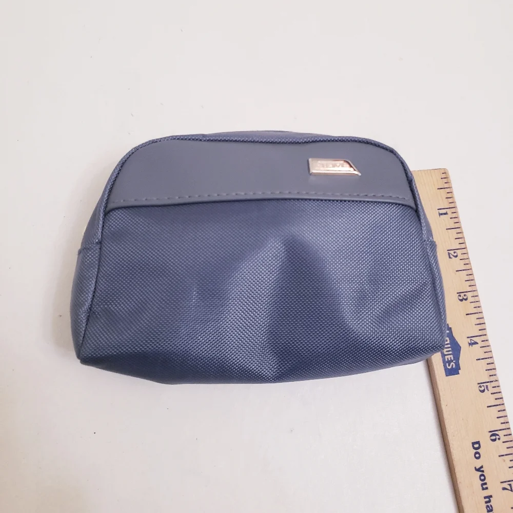 TUMI Gray Nylon Zippered Pouch Travel Suitcase Luggage Organization 5” x 7”